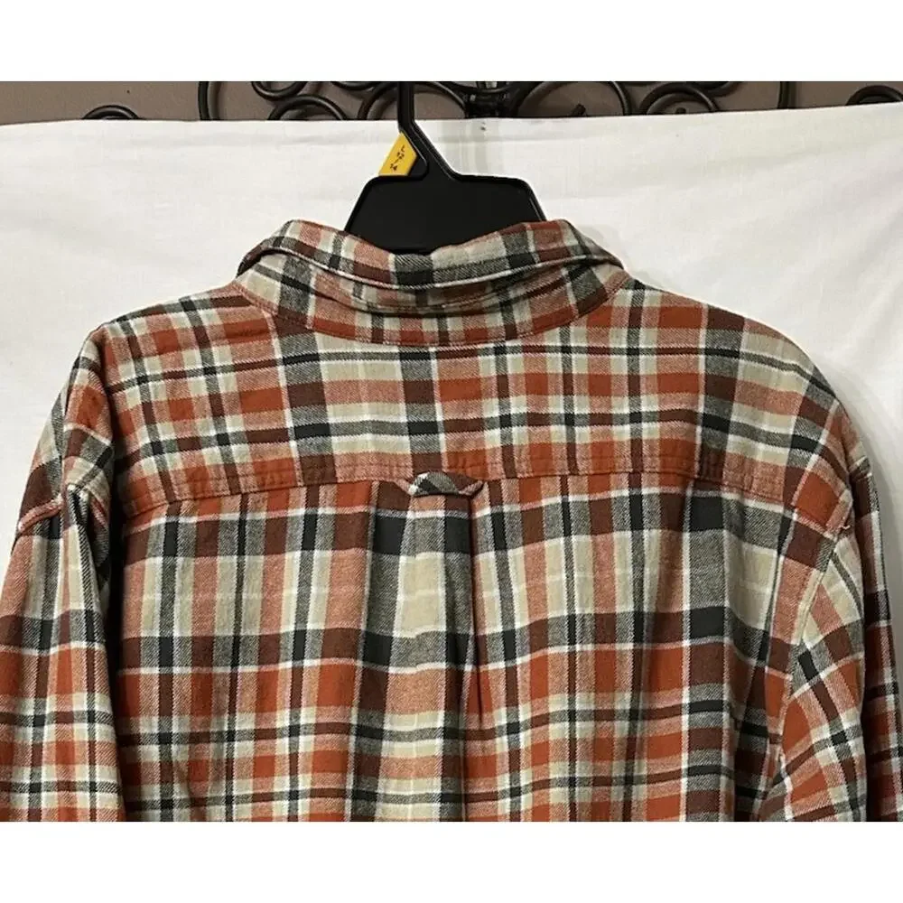 NWT Eddie Bauer Mens Long Sleeve Clay Cotton Plaid Button Flannel Shirt Size 2XL